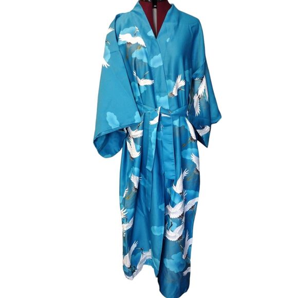 Marnkey Other - Japanese Kimono Marnkey Tokyo Brand Japan Blue with White Crane Birds 56".